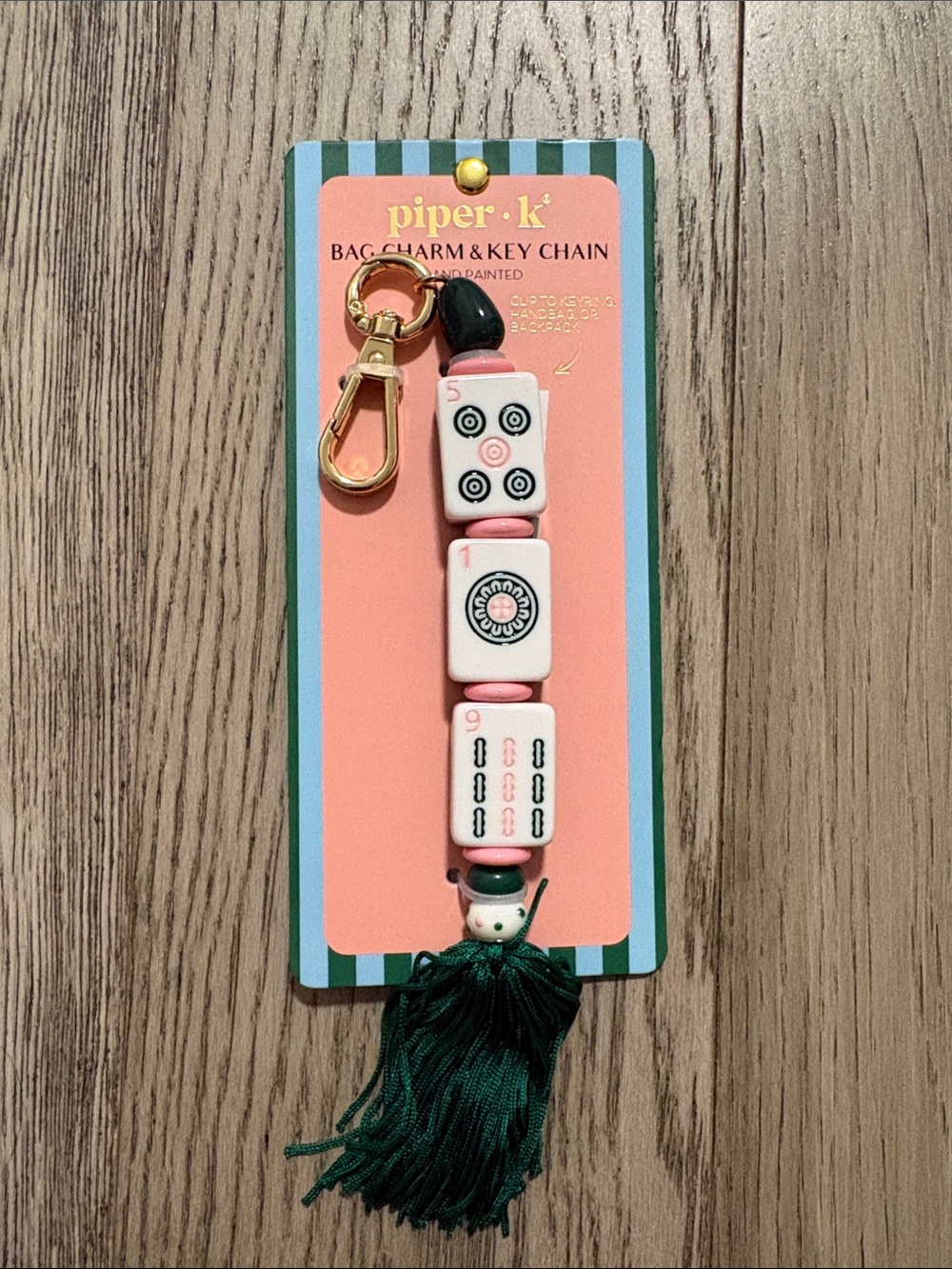 Piper K Mahjong Tile Keychain Bag Charm